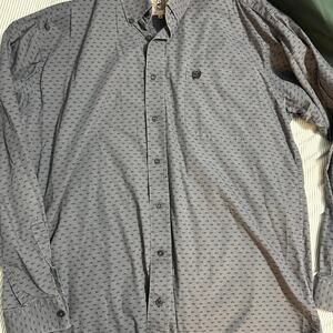 Cinch men grey button up shirt